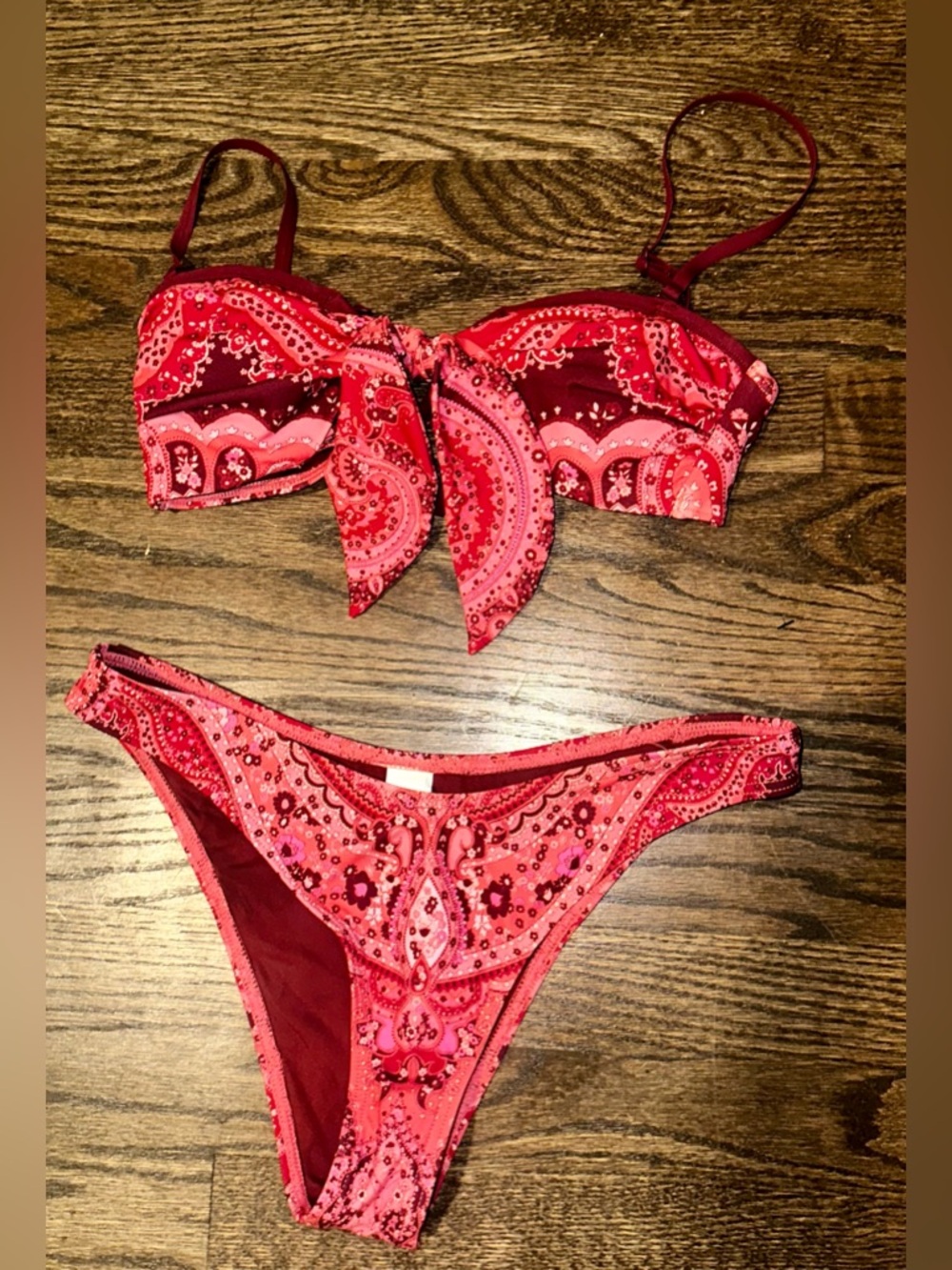 Women’s Zimmermann Pink & Red Paisley Bikini-Size 0 (top) Size 1 (bottom) BNWOT